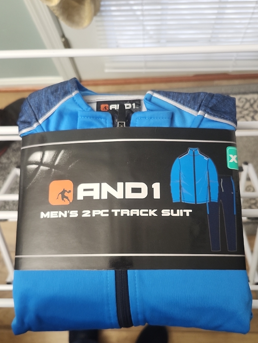 AND1 Men’s Blue Athletic Track Jacket with Navy Accents